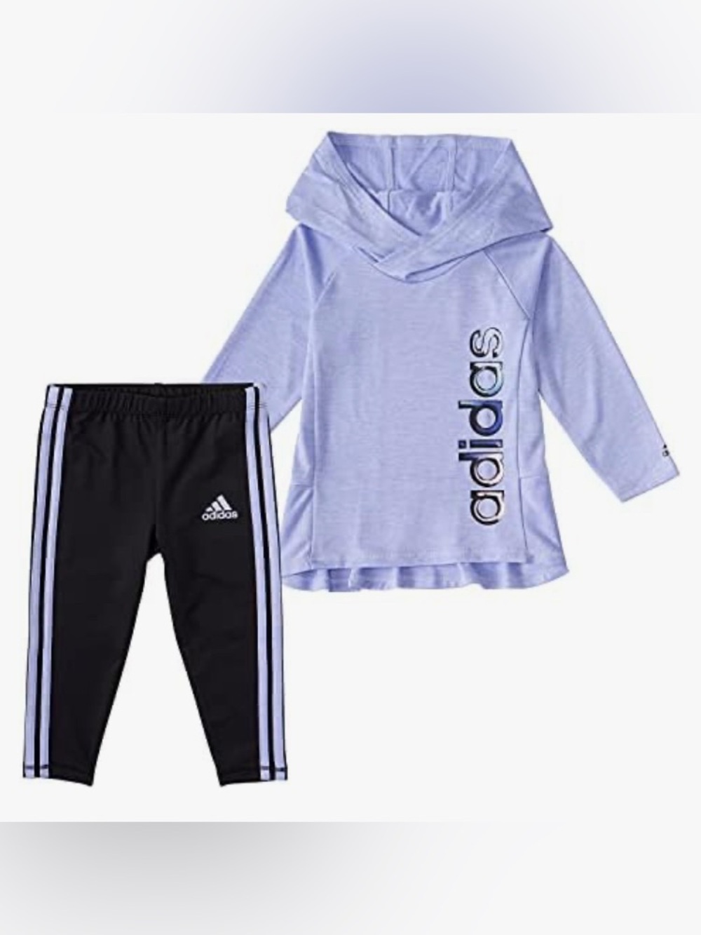 adidas - NEW - Toddler Girls' 2-Piece Melange Hooded Top and Tights Set